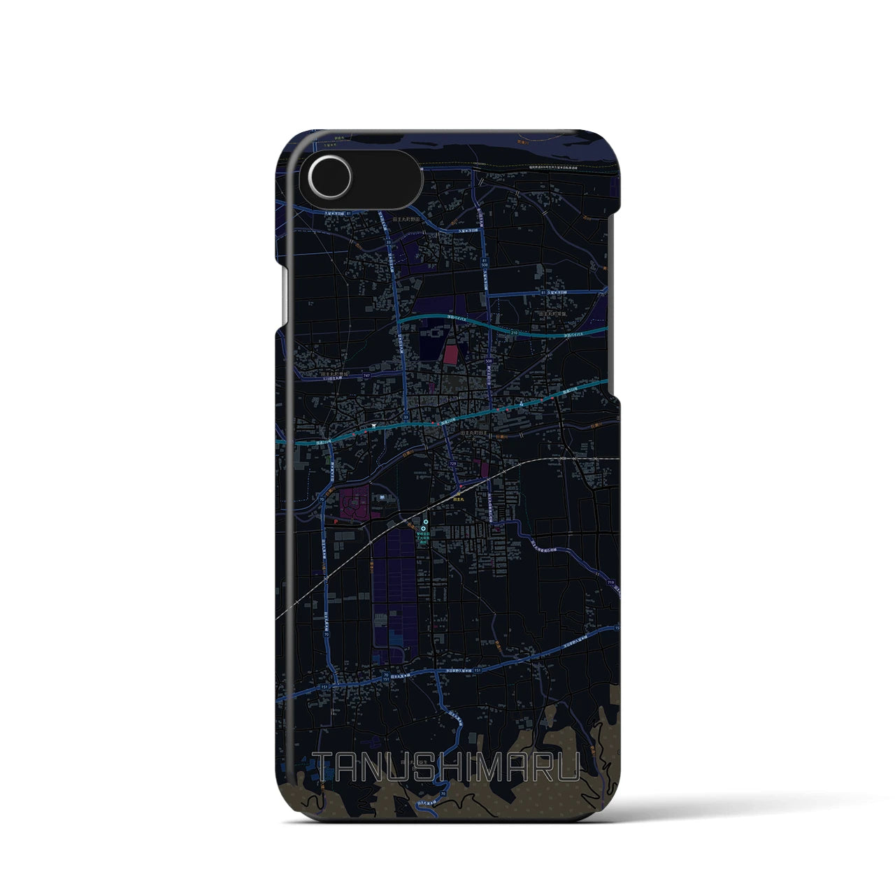 【田主丸(福岡県)】地図柄iPhoneケース(バックカバータイプ)