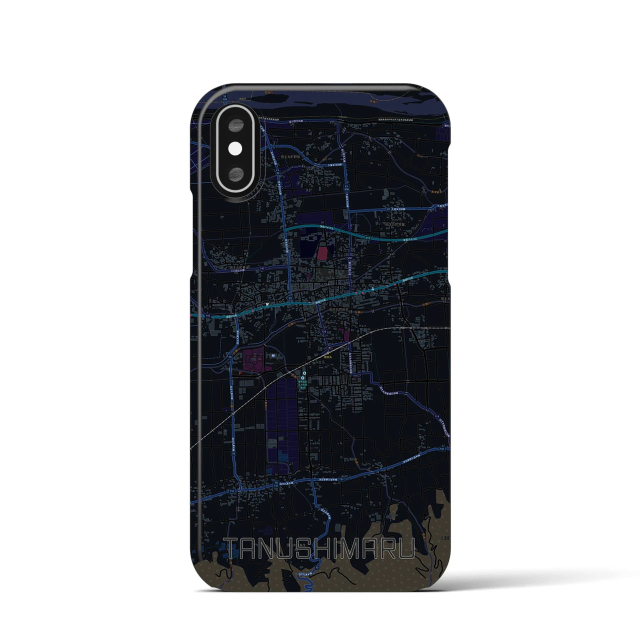 【田主丸(福岡県)】地図柄iPhoneケース(バックカバータイプ)