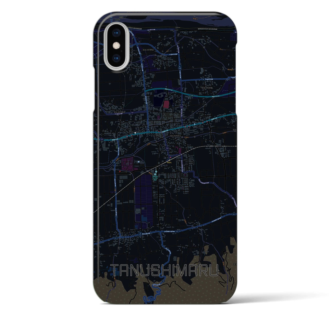 【田主丸(福岡県)】地図柄iPhoneケース(バックカバータイプ)