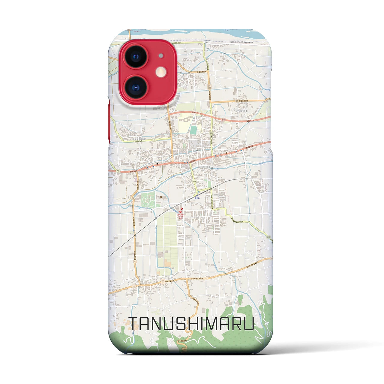 【田主丸(福岡県)】地図柄iPhoneケース(バックカバータイプ)