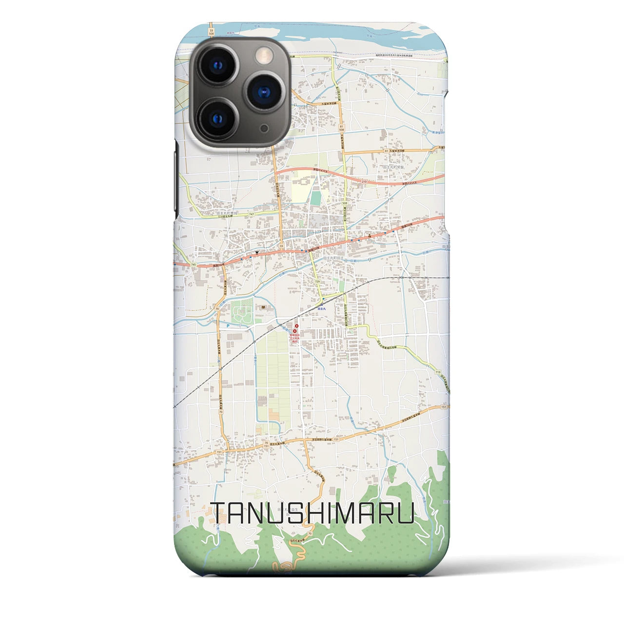 【田主丸(福岡県)】地図柄iPhoneケース(バックカバータイプ)