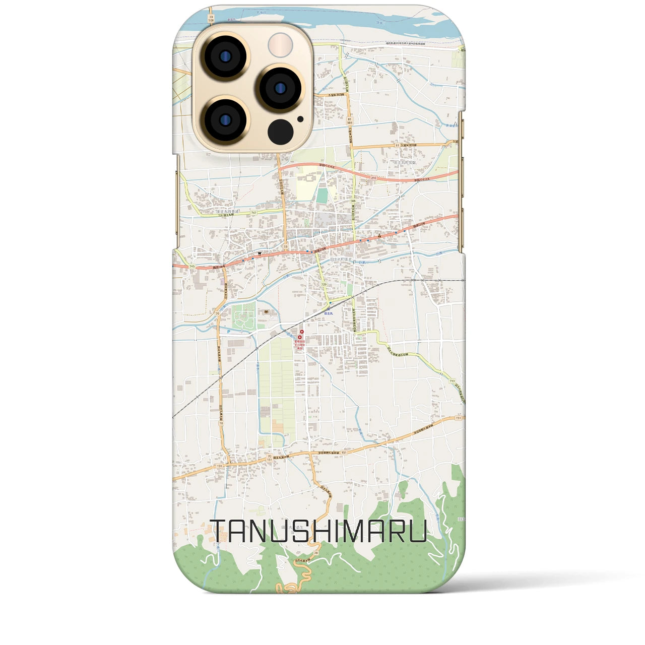 【田主丸(福岡県)】地図柄iPhoneケース(バックカバータイプ)