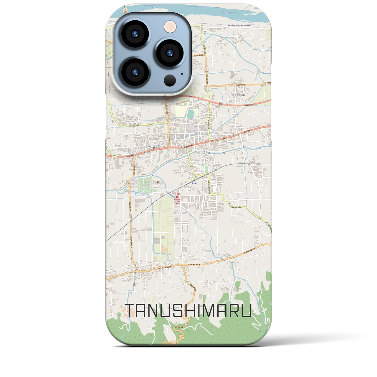 【田主丸(福岡県)】地図柄iPhoneケース(バックカバータイプ)
