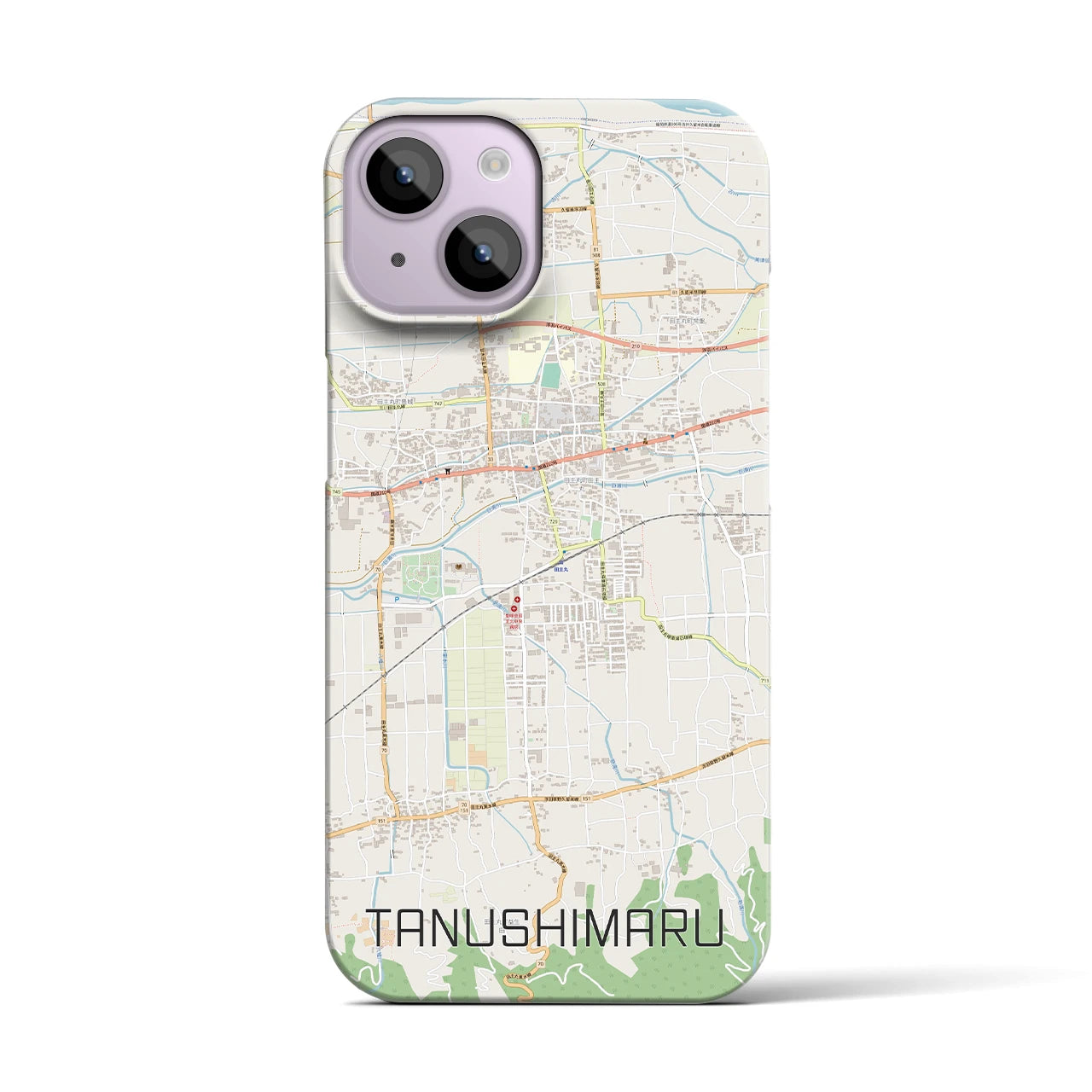 【田主丸(福岡県)】地図柄iPhoneケース(バックカバータイプ)