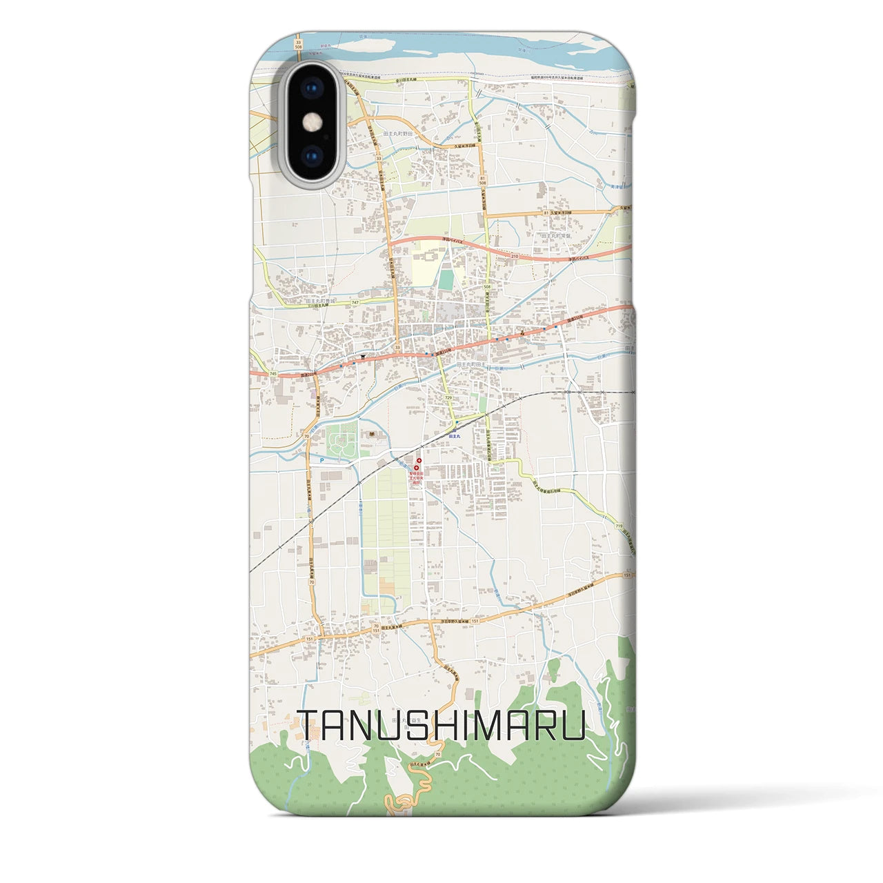 【田主丸(福岡県)】地図柄iPhoneケース(バックカバータイプ)