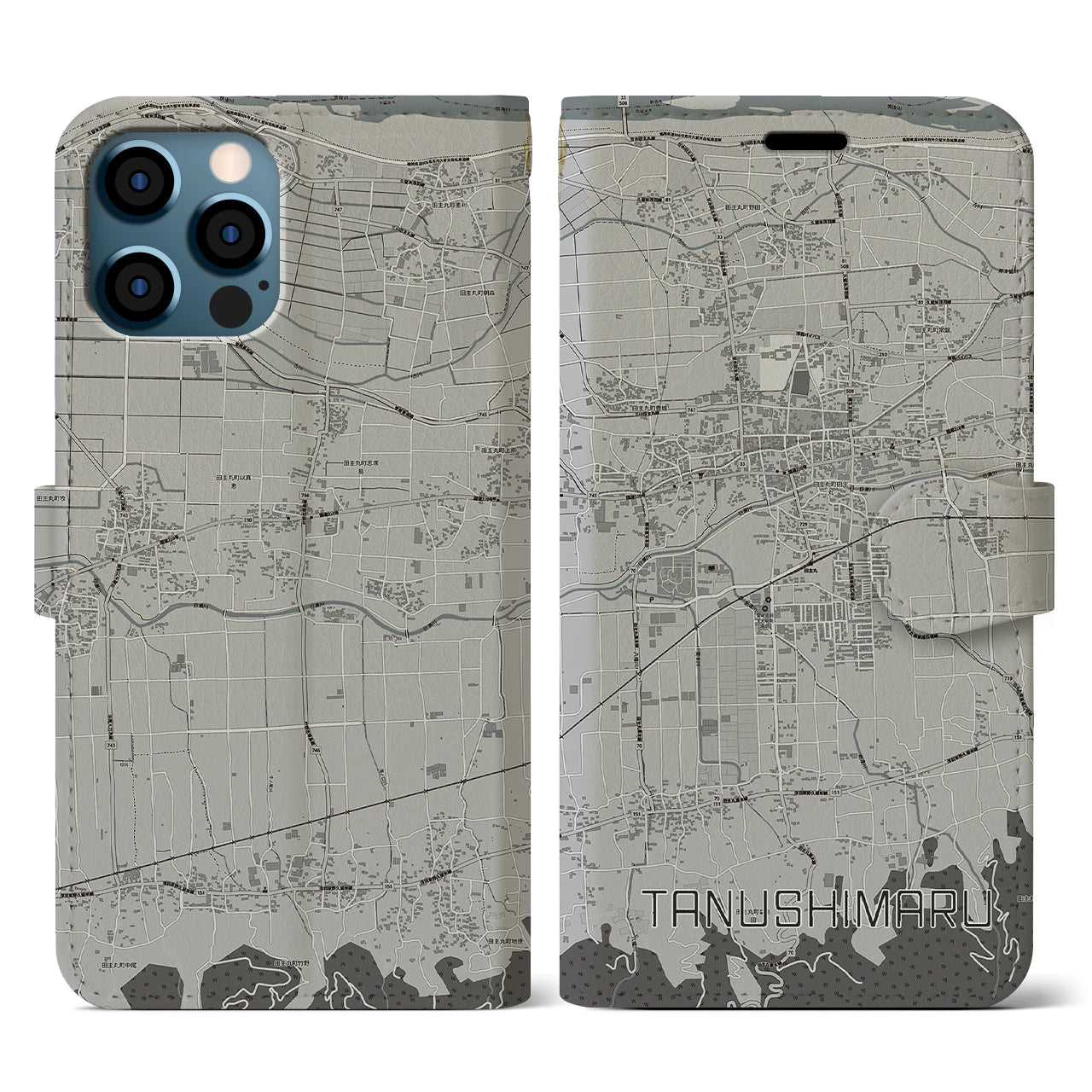 【田主丸(福岡県)】地図柄iPhoneケース(手帳タイプ)