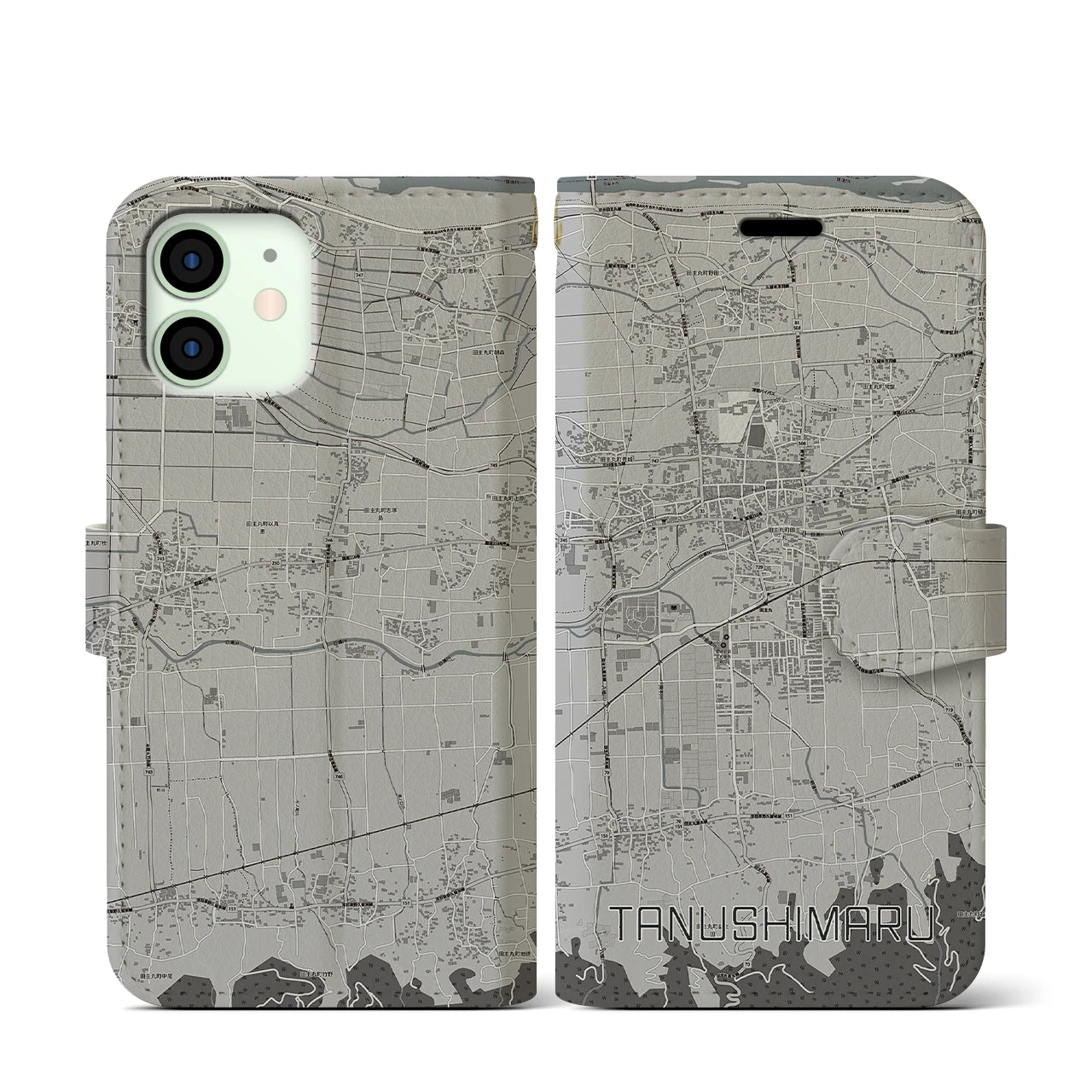 【田主丸(福岡県)】地図柄iPhoneケース(手帳タイプ)