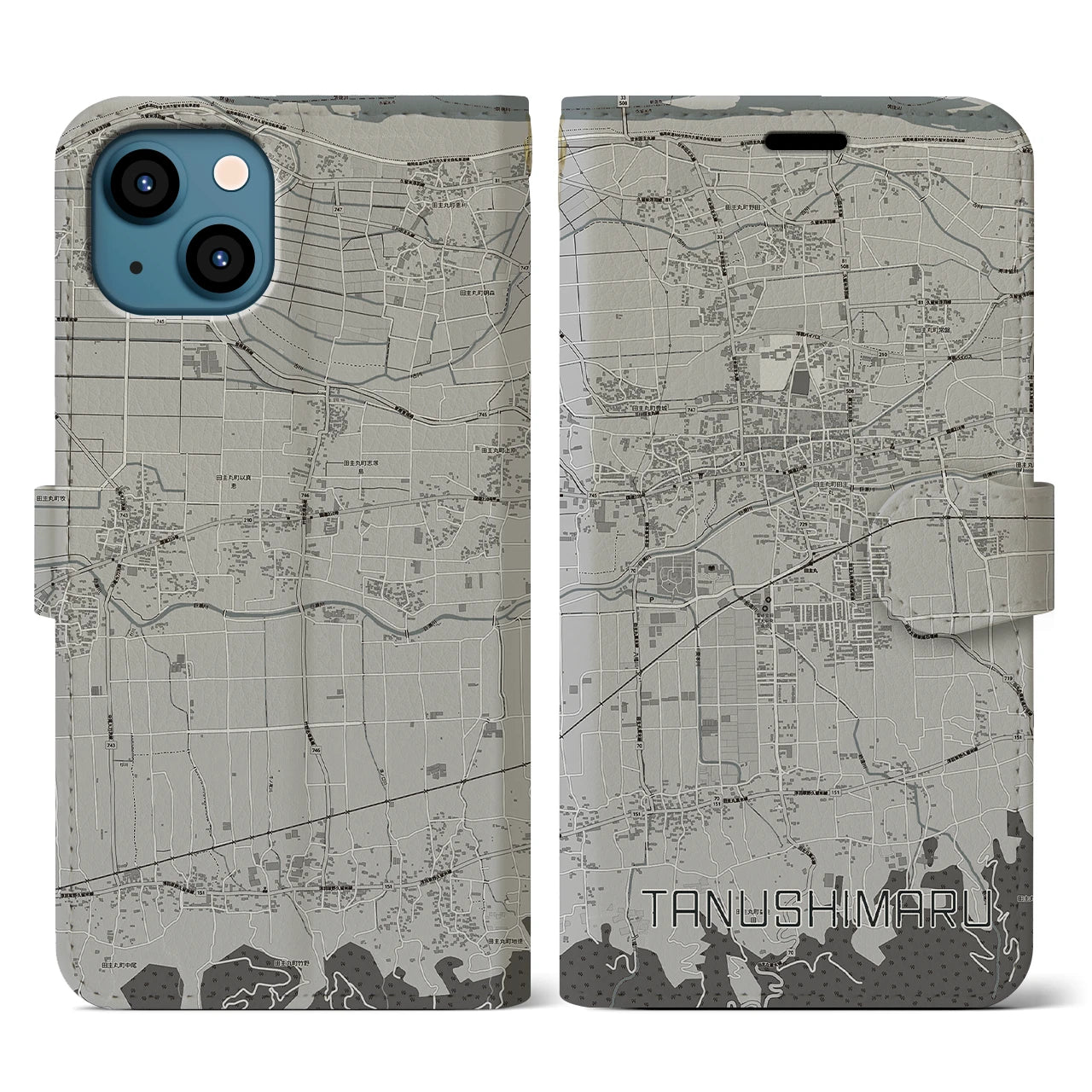 【田主丸(福岡県)】地図柄iPhoneケース(手帳タイプ)