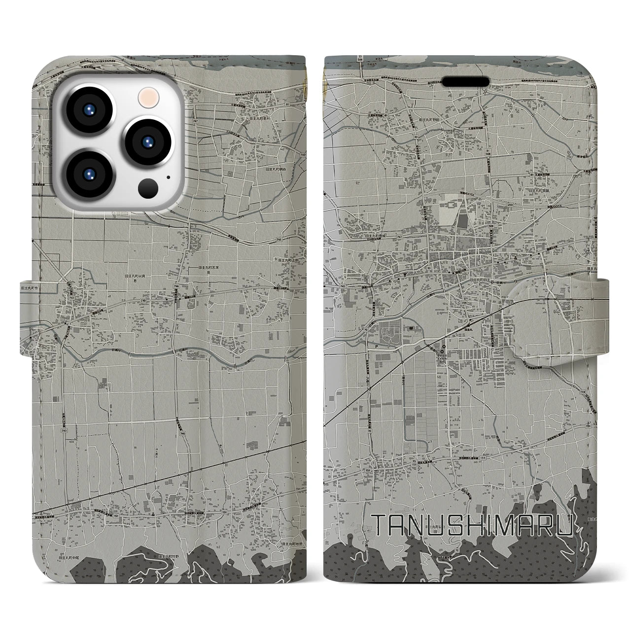 【田主丸(福岡県)】地図柄iPhoneケース(手帳タイプ)