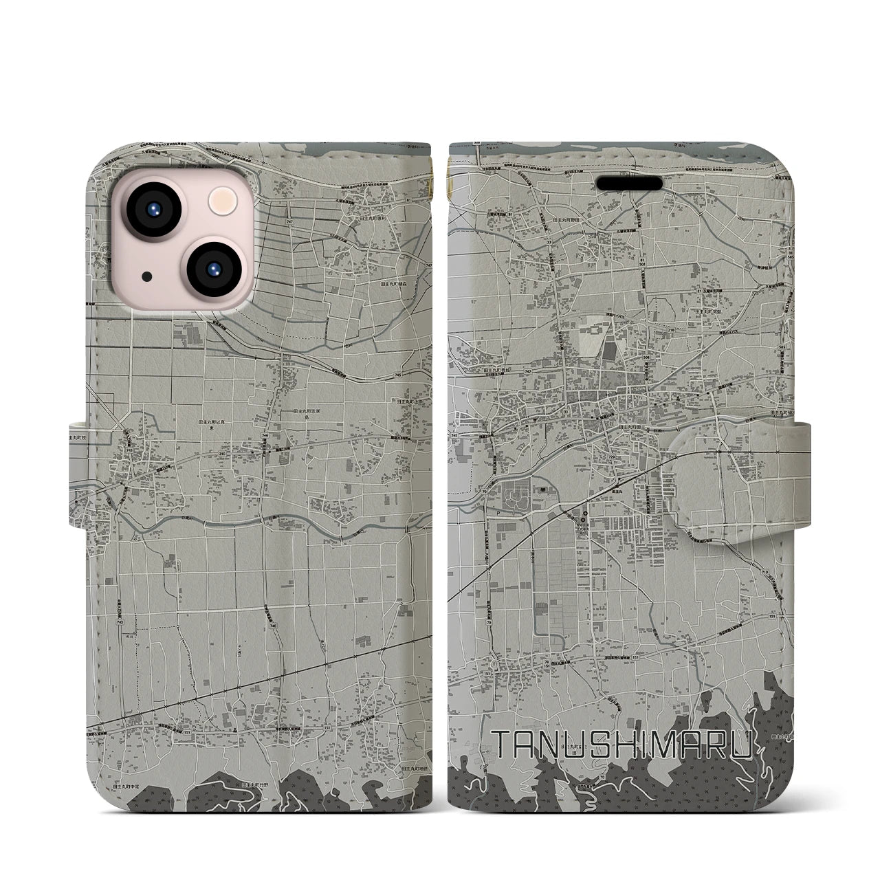 【田主丸(福岡県)】地図柄iPhoneケース(手帳タイプ)