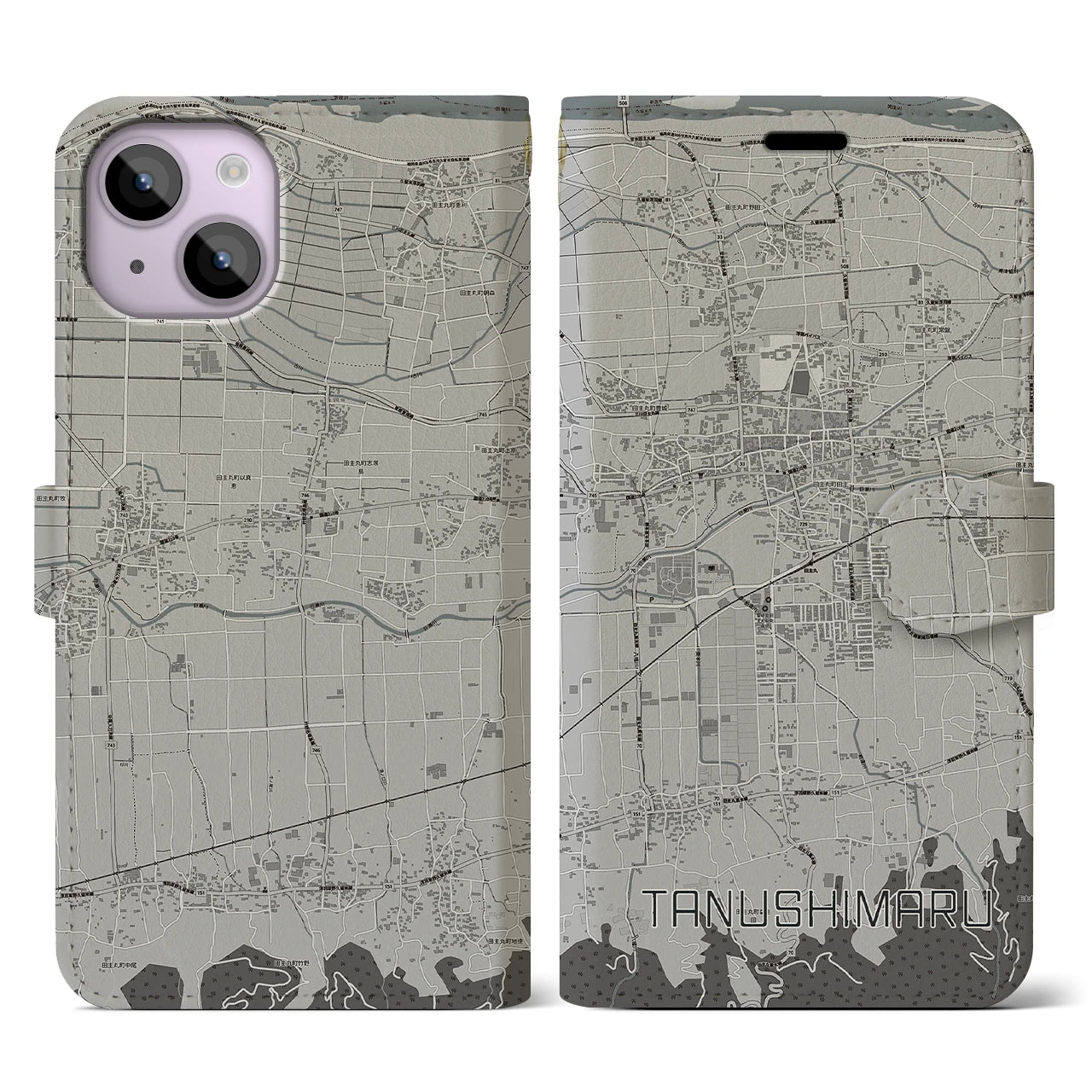 【田主丸(福岡県)】地図柄iPhoneケース(手帳タイプ)