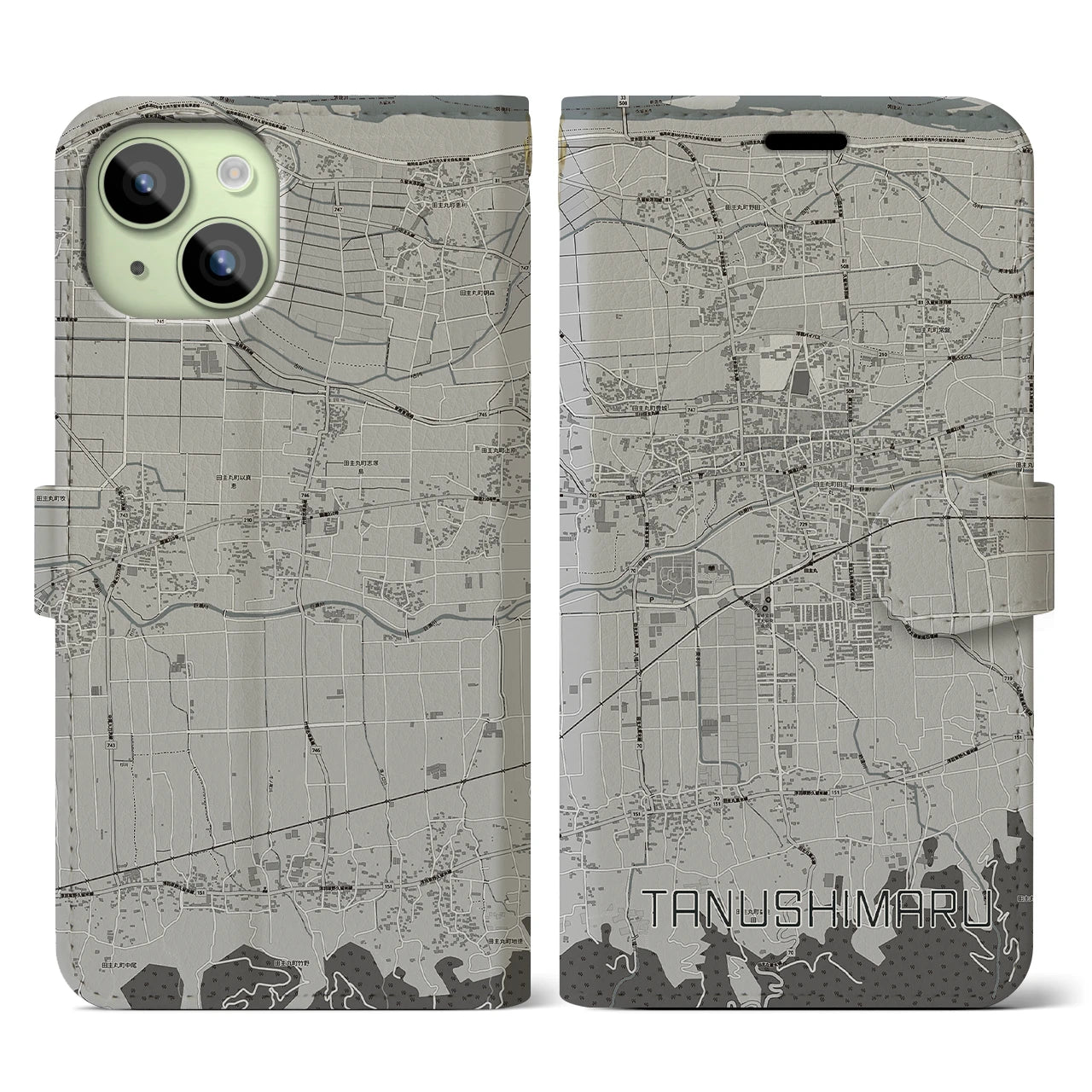 【田主丸(福岡県)】地図柄iPhoneケース(手帳タイプ)