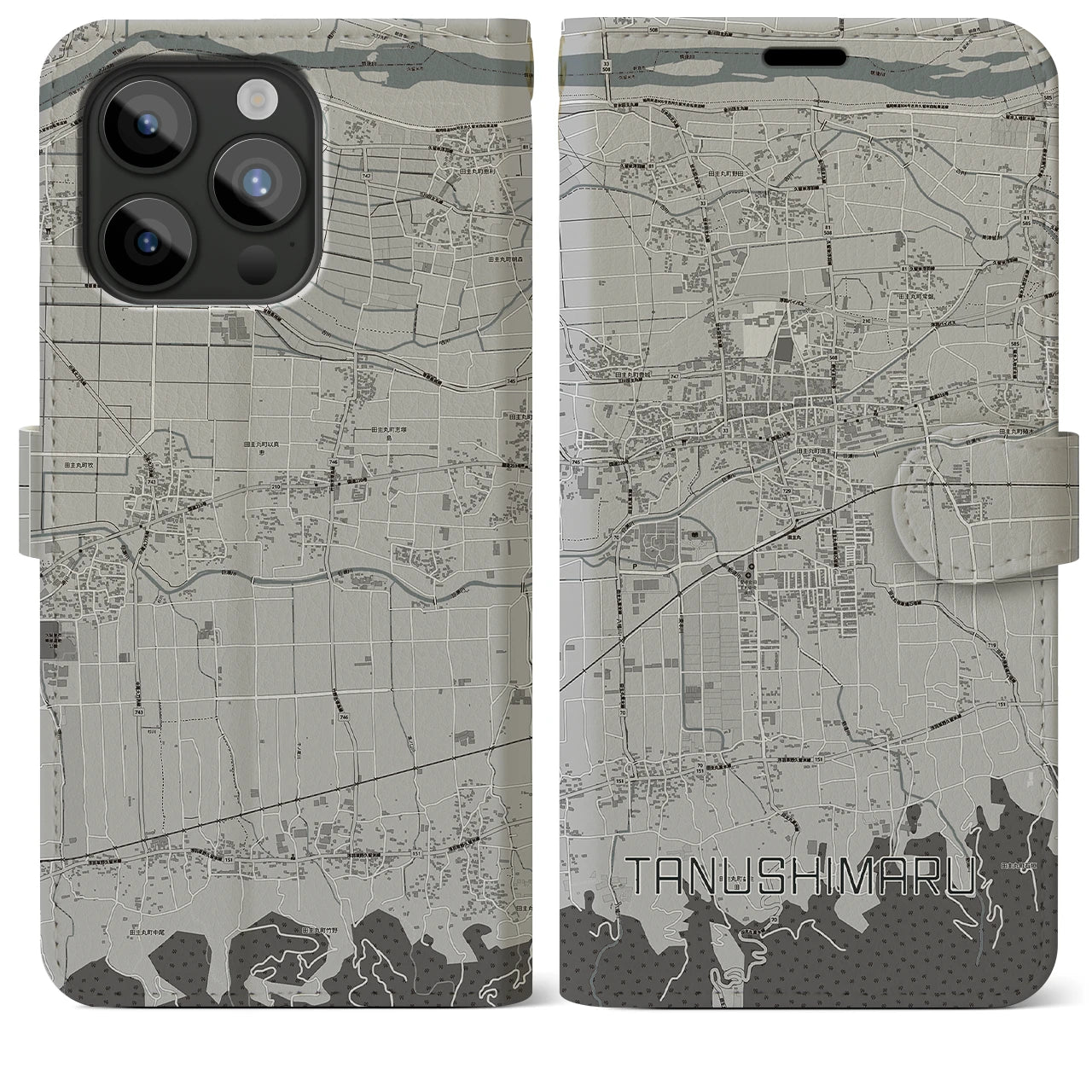 【田主丸(福岡県)】地図柄iPhoneケース(手帳タイプ)