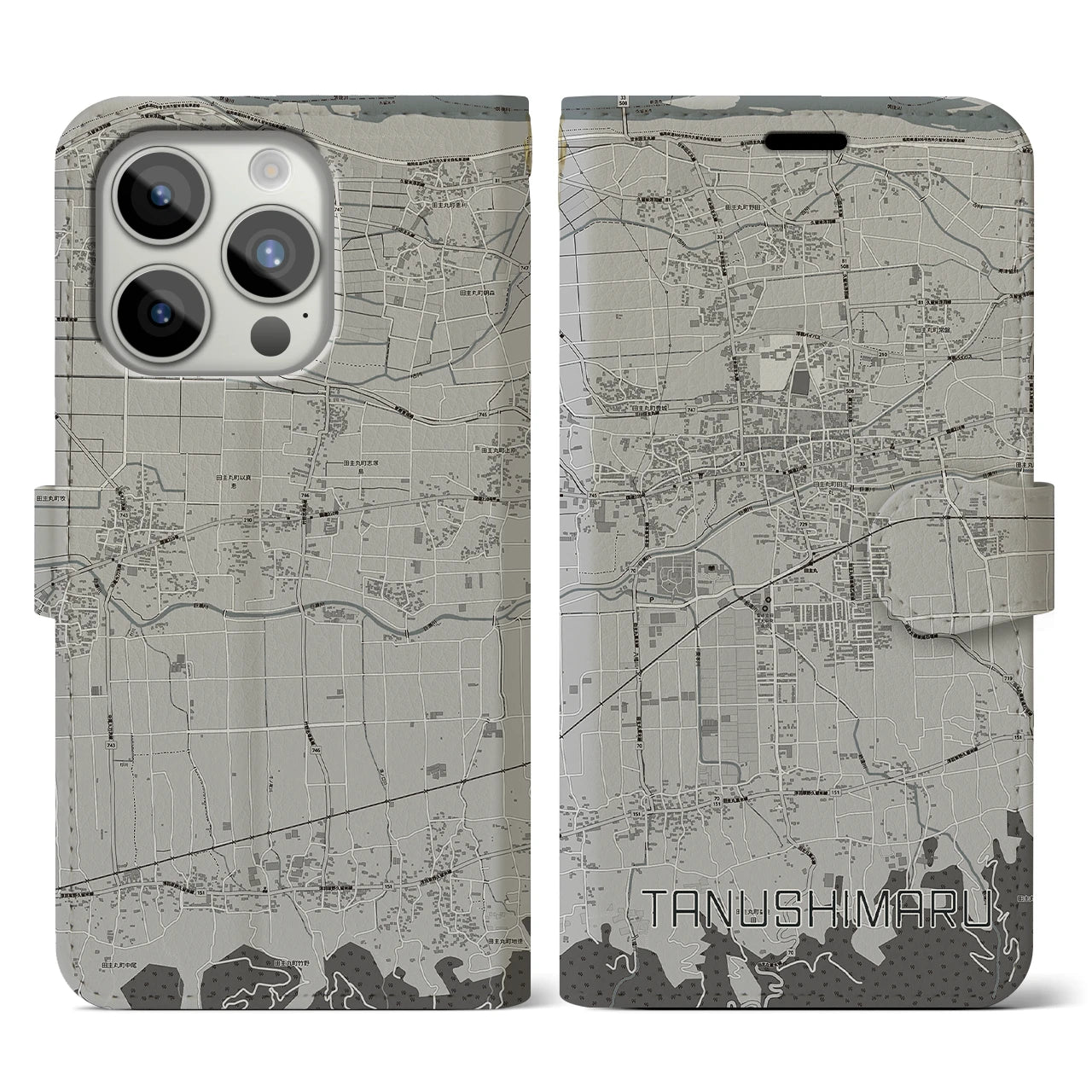 【田主丸(福岡県)】地図柄iPhoneケース(手帳タイプ)