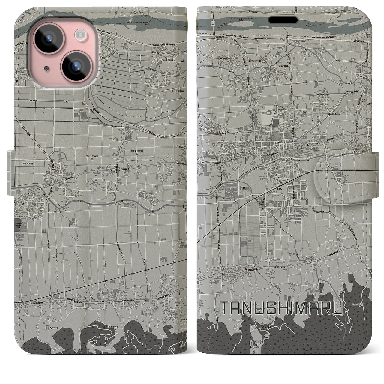 【田主丸(福岡県)】地図柄iPhoneケース(手帳タイプ)