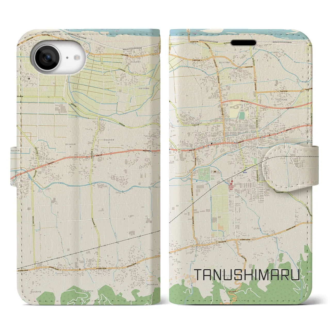 【田主丸(福岡県)】地図柄iPhoneケース(手帳タイプ)