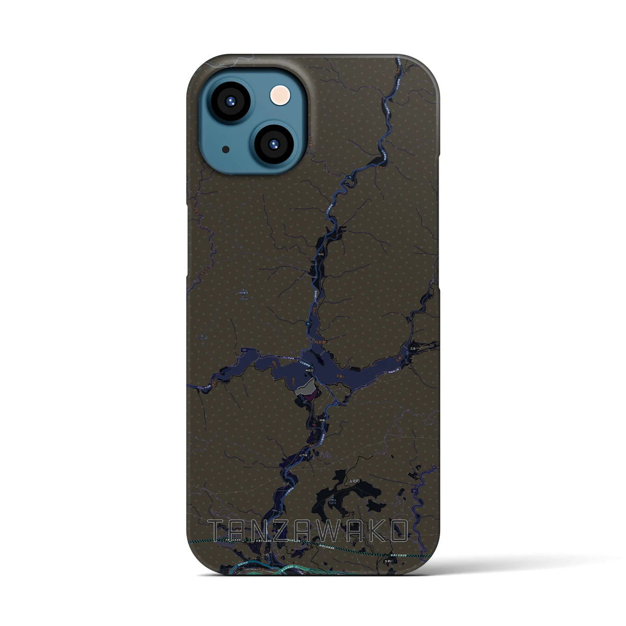 【丹沢湖(神奈川県)】地図柄iPhoneケース(バックカバータイプ)