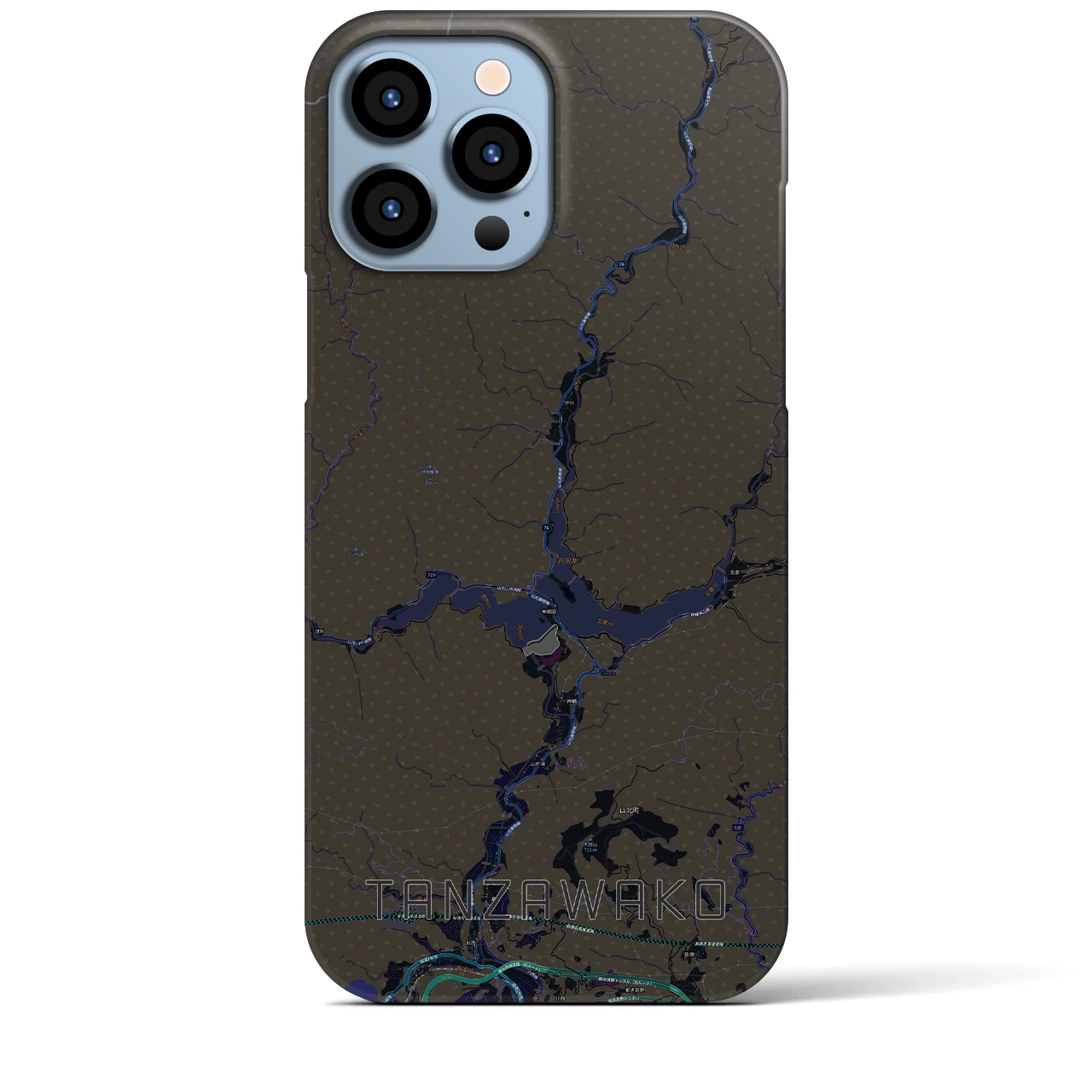 【丹沢湖(神奈川県)】地図柄iPhoneケース(バックカバータイプ)