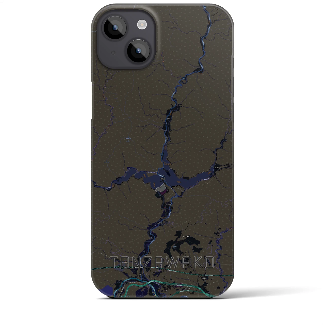 【丹沢湖(神奈川県)】地図柄iPhoneケース(バックカバータイプ)