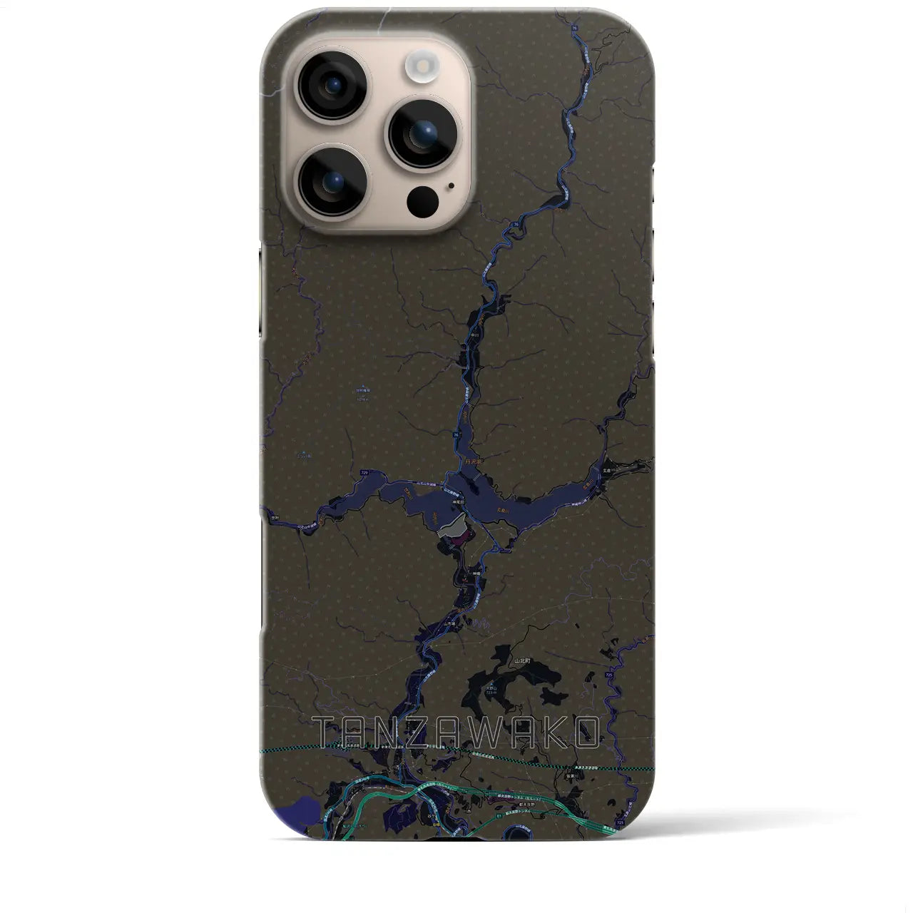 【丹沢湖(神奈川県)】地図柄iPhoneケース(バックカバータイプ)