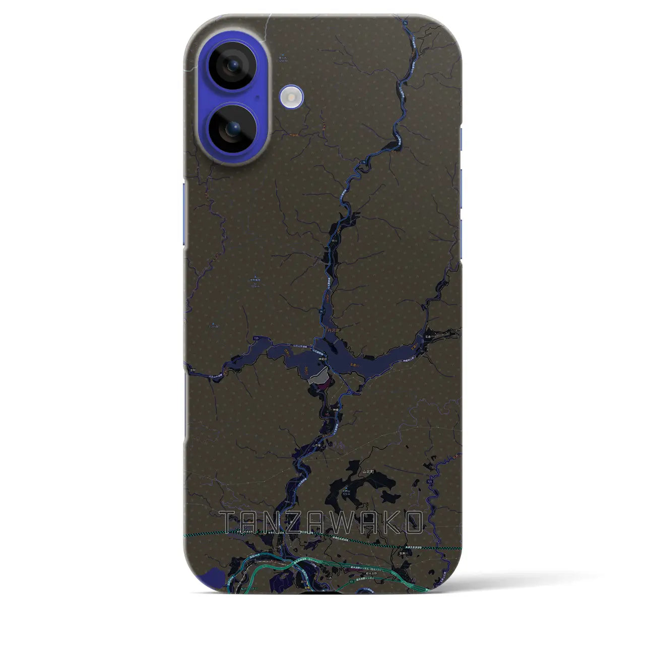 【丹沢湖(神奈川県)】地図柄iPhoneケース(バックカバータイプ)