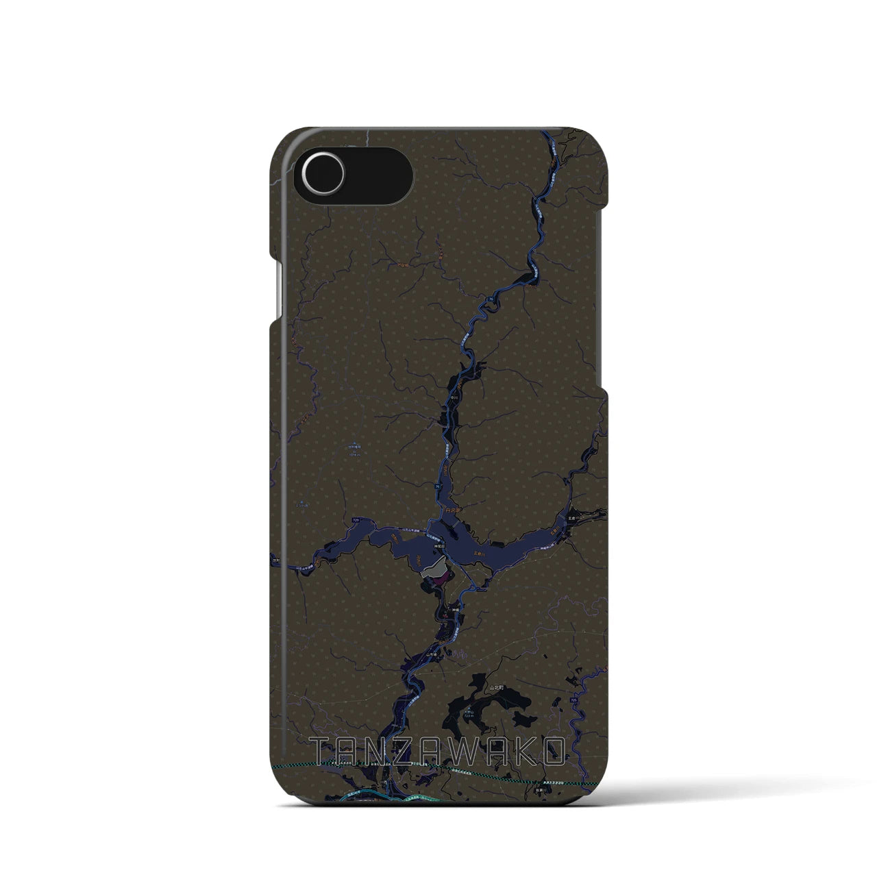 【丹沢湖(神奈川県)】地図柄iPhoneケース(バックカバータイプ)
