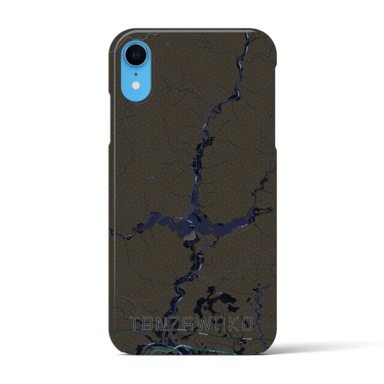 【丹沢湖(神奈川県)】地図柄iPhoneケース(バックカバータイプ)