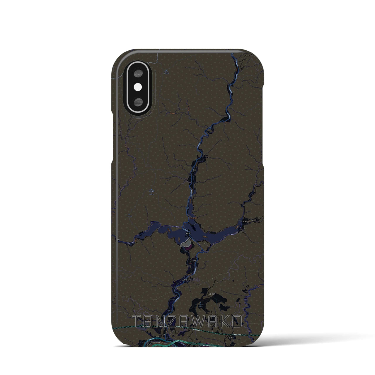 【丹沢湖(神奈川県)】地図柄iPhoneケース(バックカバータイプ)