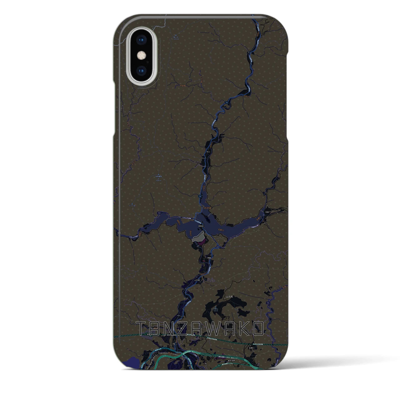 【丹沢湖(神奈川県)】地図柄iPhoneケース(バックカバータイプ)