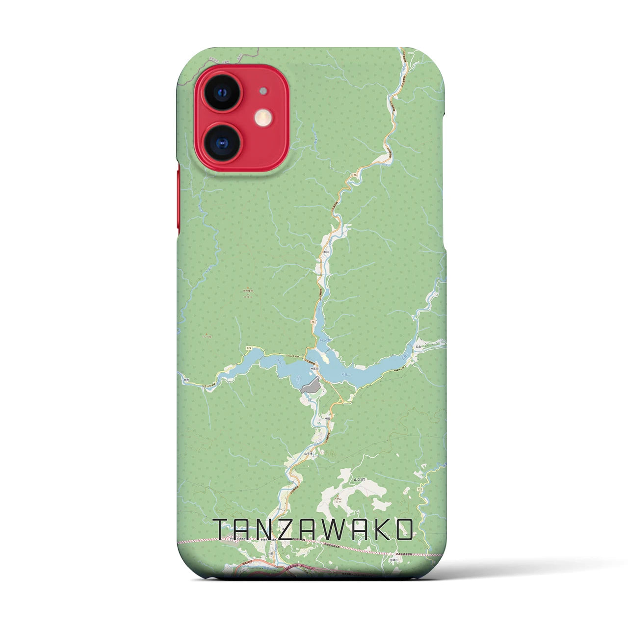 【丹沢湖(神奈川県)】地図柄iPhoneケース(バックカバータイプ)