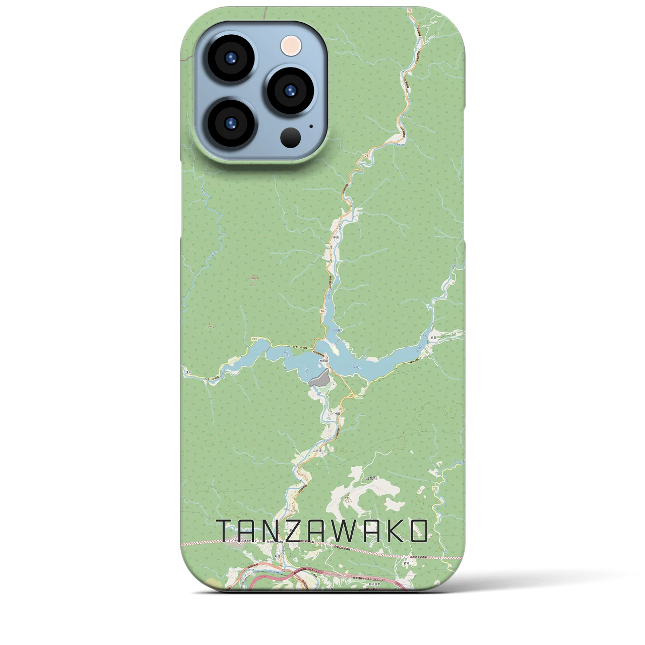 【丹沢湖(神奈川県)】地図柄iPhoneケース(バックカバータイプ)