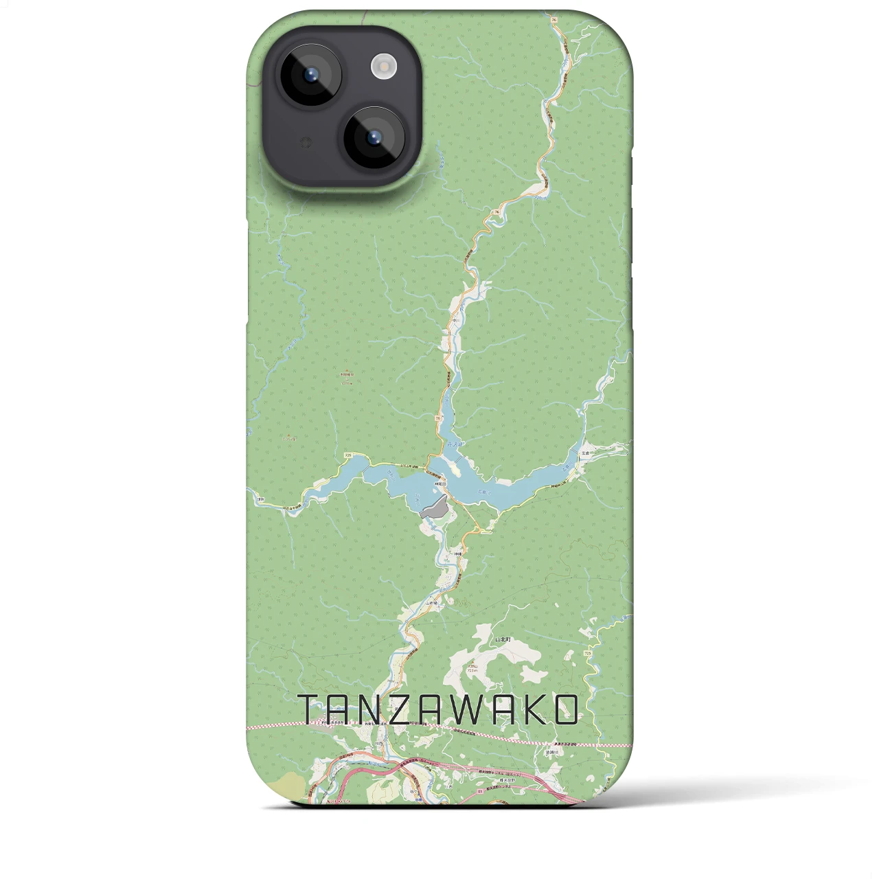 【丹沢湖(神奈川県)】地図柄iPhoneケース(バックカバータイプ)