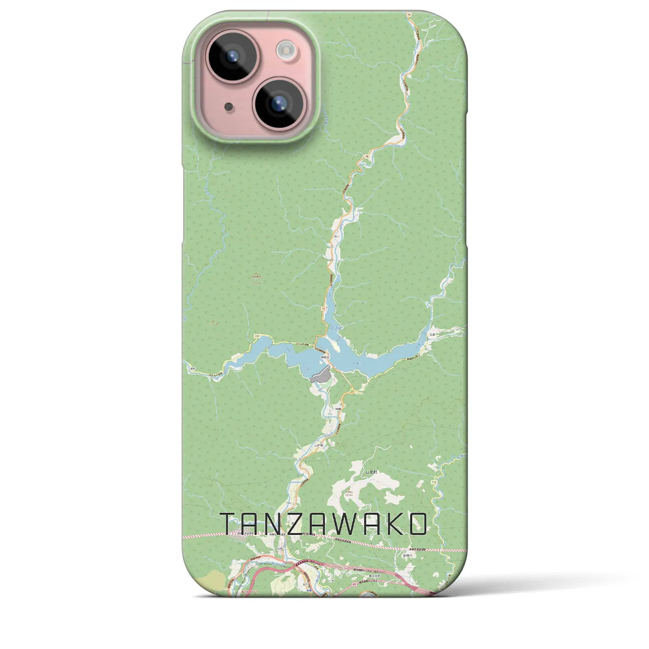 【丹沢湖(神奈川県)】地図柄iPhoneケース(バックカバータイプ)