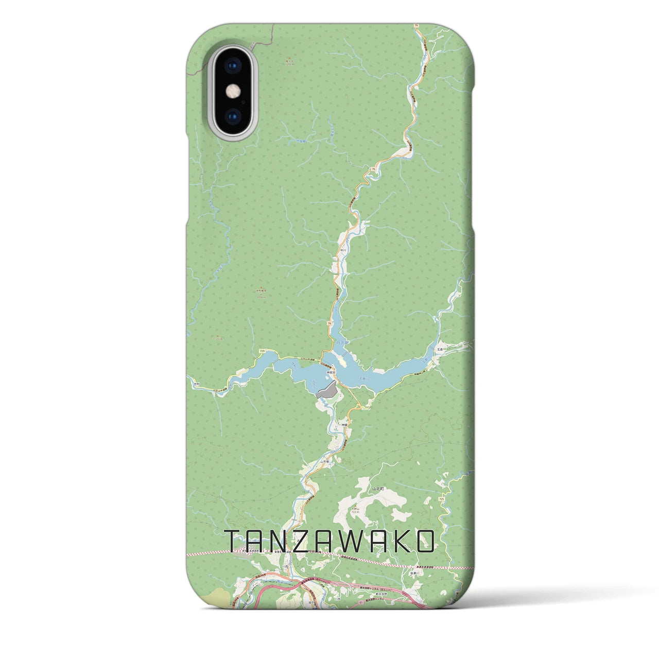 【丹沢湖(神奈川県)】地図柄iPhoneケース(バックカバータイプ)