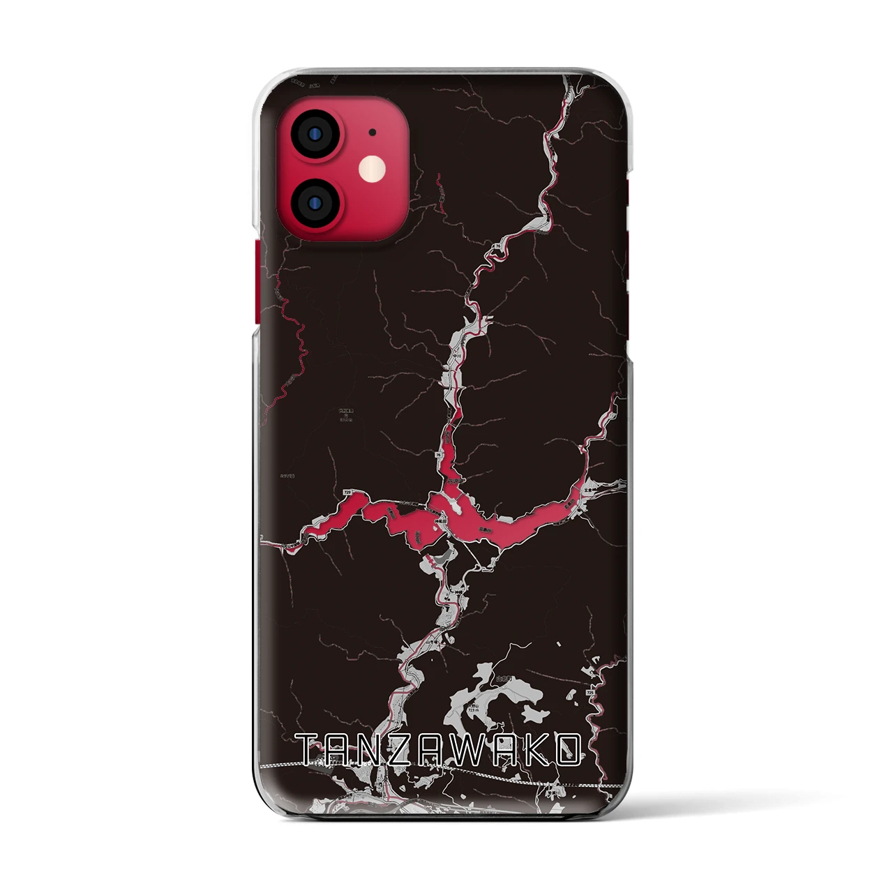 【丹沢湖(神奈川県)】地図柄iPhoneケース(クリアタイプ)