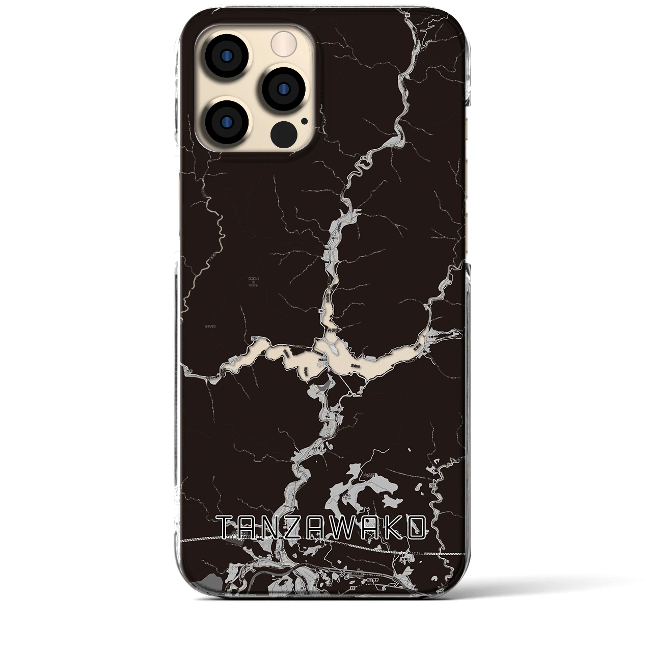 【丹沢湖(神奈川県)】地図柄iPhoneケース(クリアタイプ)