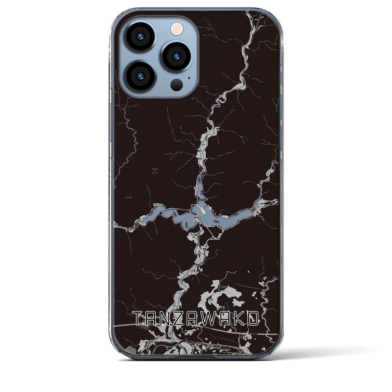 【丹沢湖(神奈川県)】地図柄iPhoneケース(クリアタイプ)