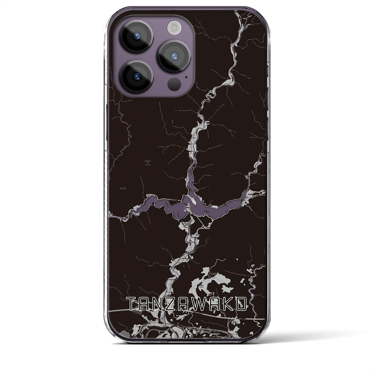 【丹沢湖(神奈川県)】地図柄iPhoneケース(クリアタイプ)