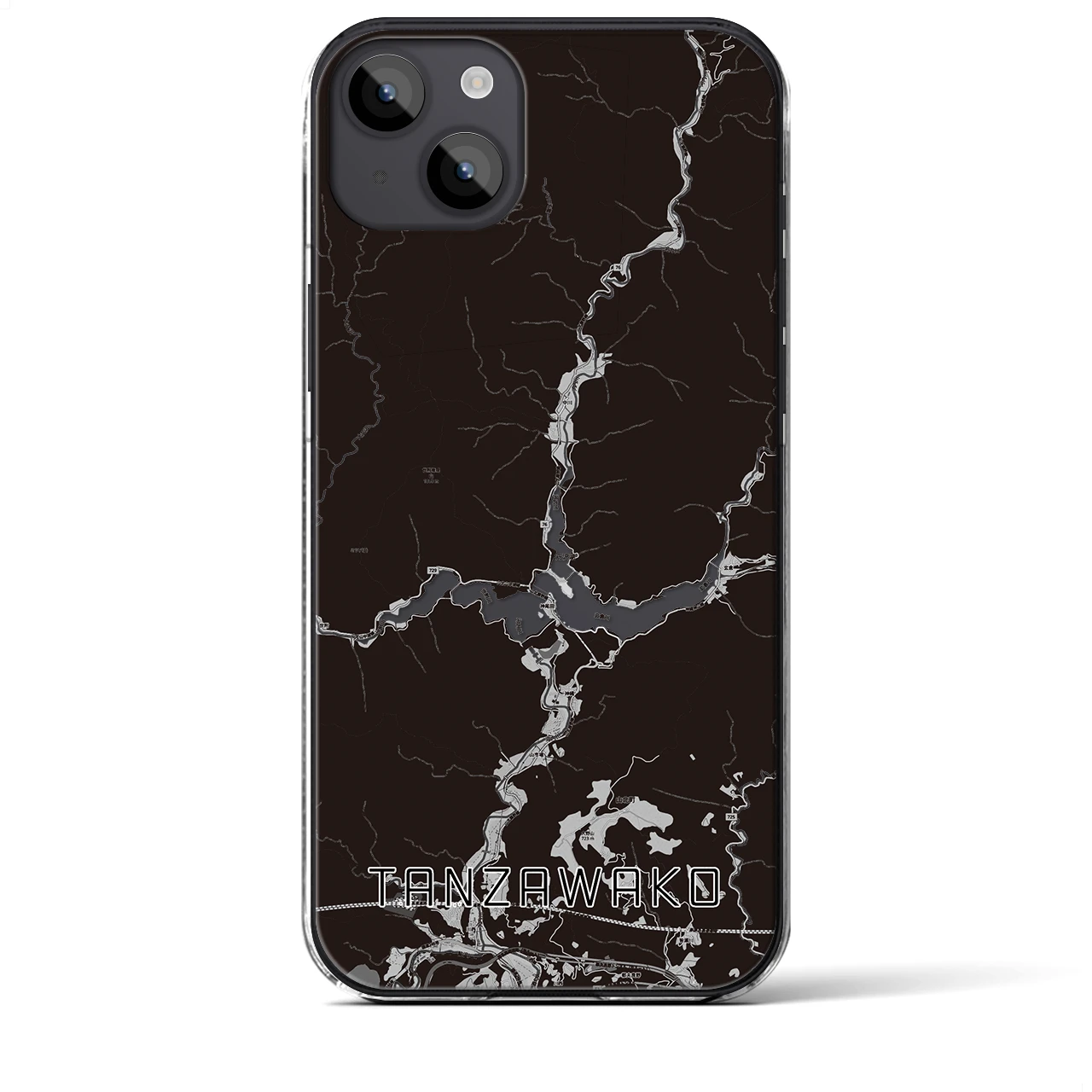 【丹沢湖(神奈川県)】地図柄iPhoneケース(クリアタイプ)