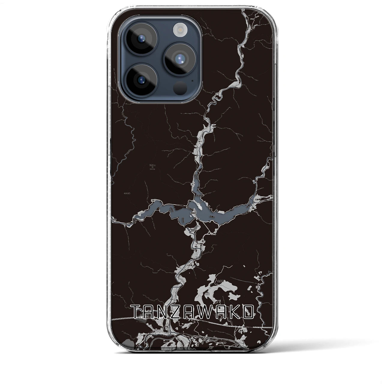 【丹沢湖(神奈川県)】地図柄iPhoneケース(クリアタイプ)