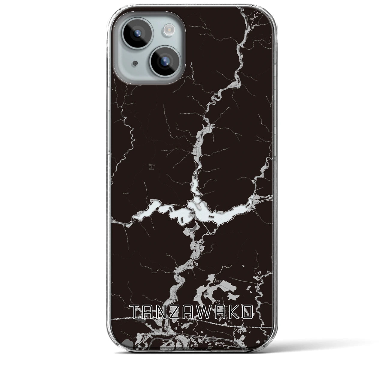 【丹沢湖(神奈川県)】地図柄iPhoneケース(クリアタイプ)