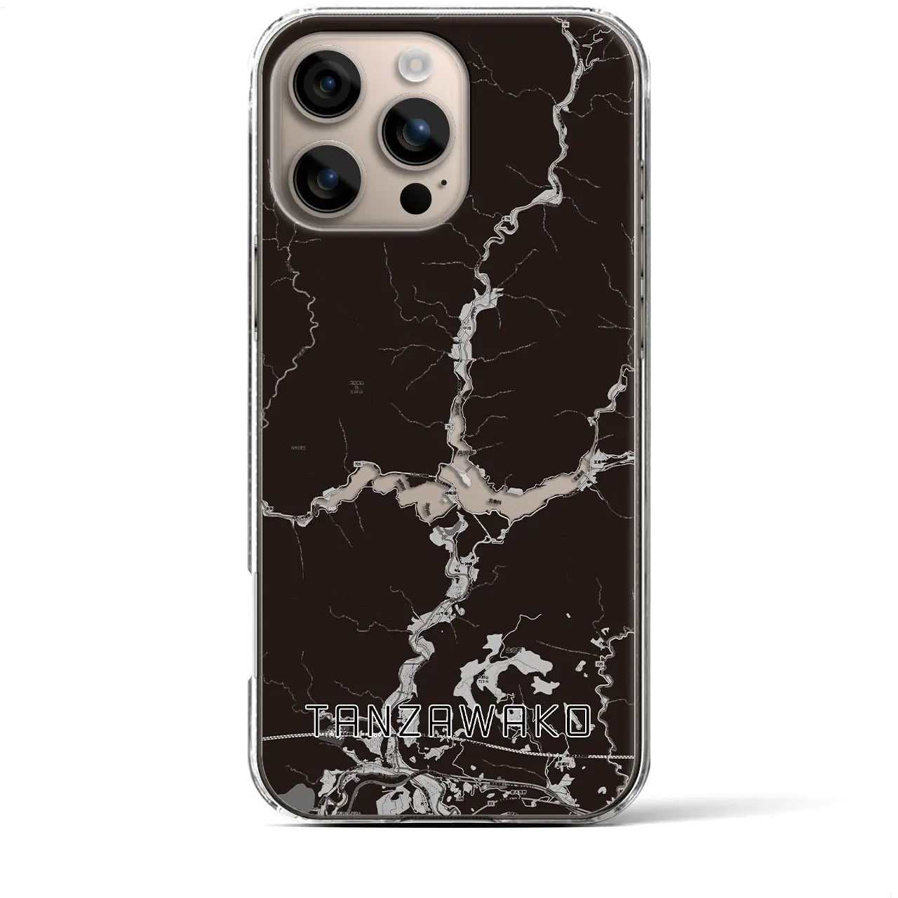 【丹沢湖(神奈川県)】地図柄iPhoneケース(クリアタイプ)