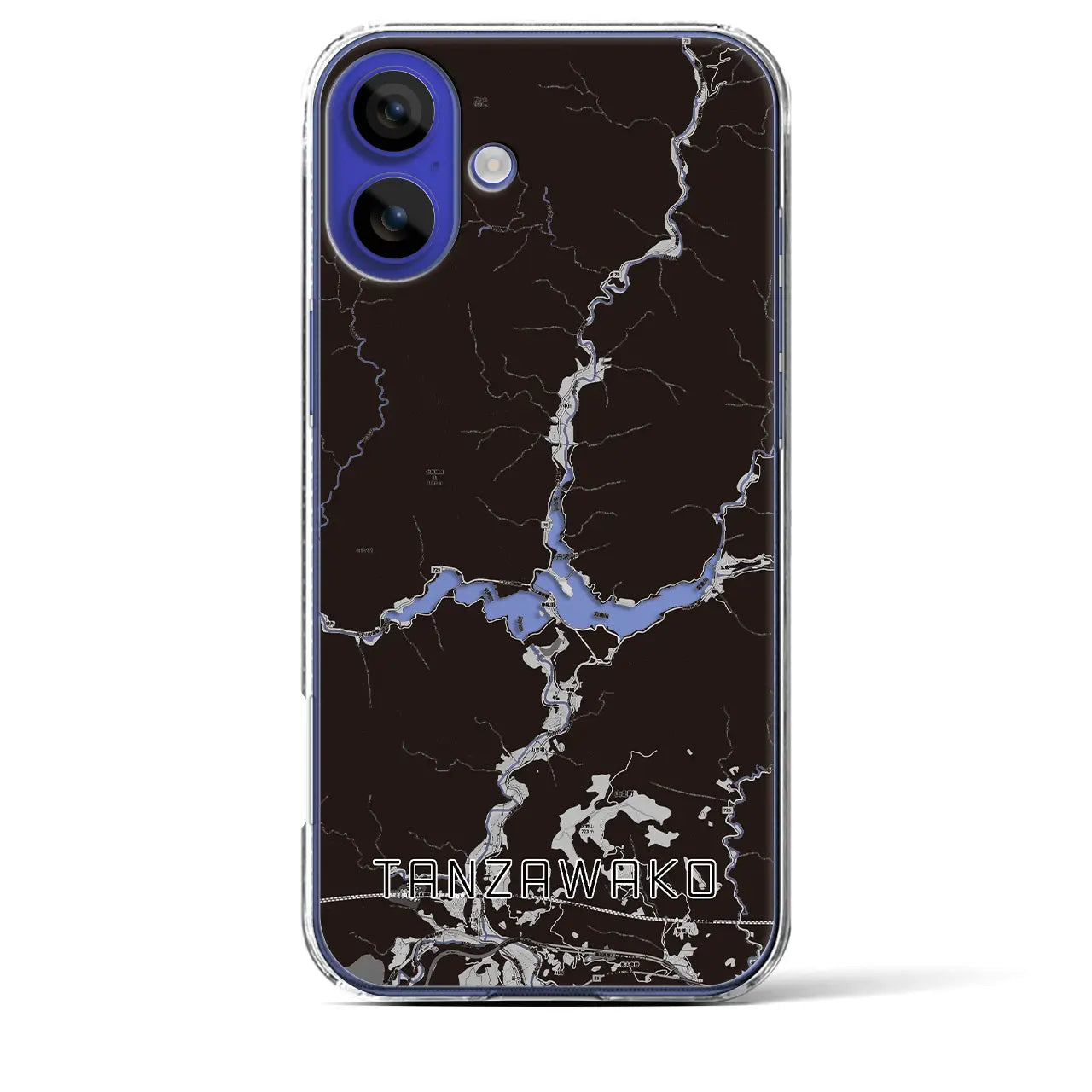 【丹沢湖(神奈川県)】地図柄iPhoneケース(クリアタイプ)