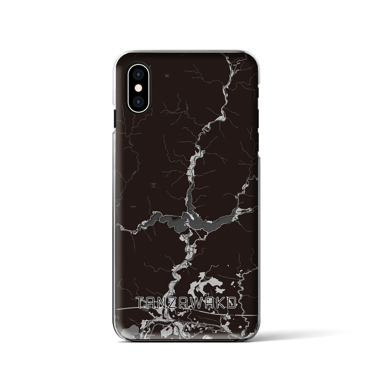 【丹沢湖(神奈川県)】地図柄iPhoneケース(クリアタイプ)