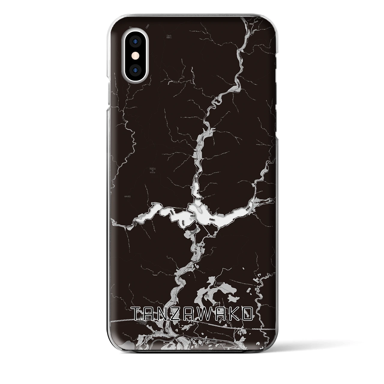 【丹沢湖(神奈川県)】地図柄iPhoneケース(クリアタイプ)