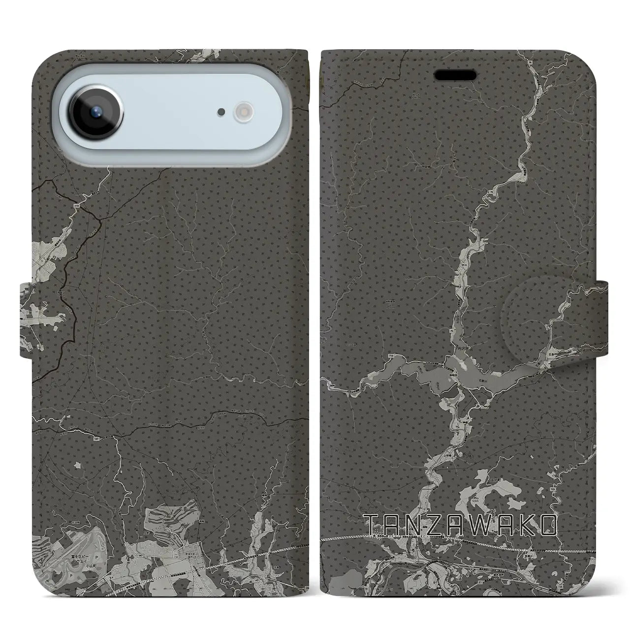 【丹沢湖(神奈川県)】地図柄iPhoneケース(手帳タイプ)