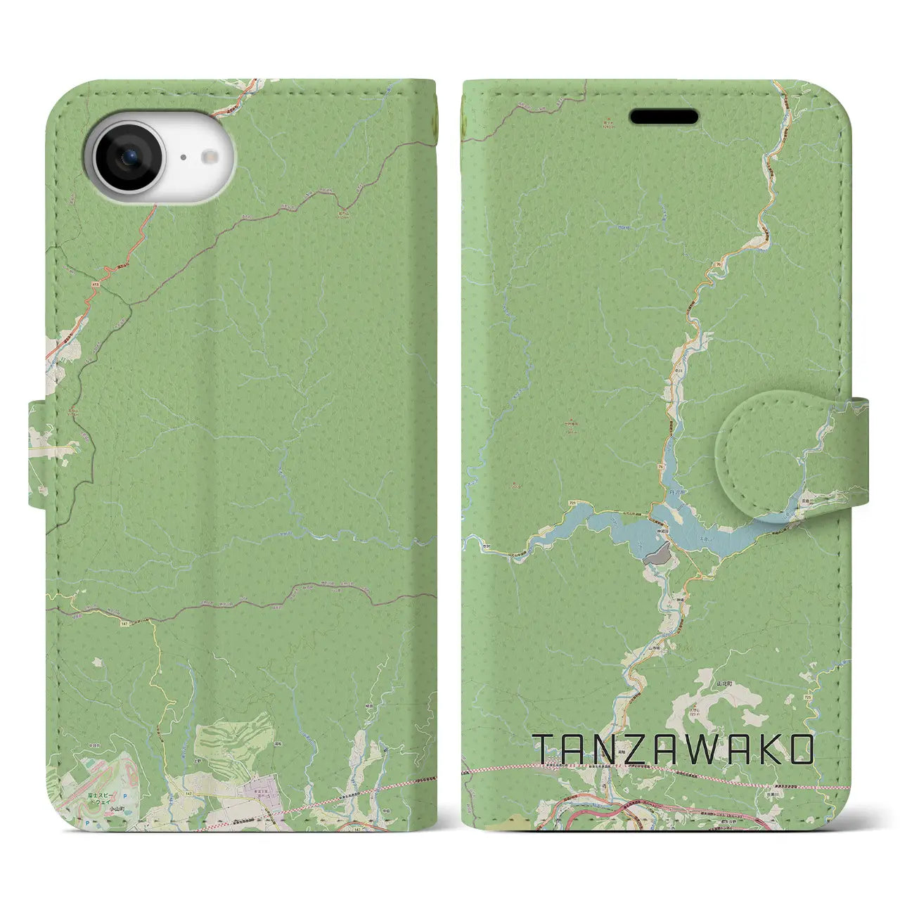 【丹沢湖(神奈川県)】地図柄iPhoneケース(手帳タイプ)