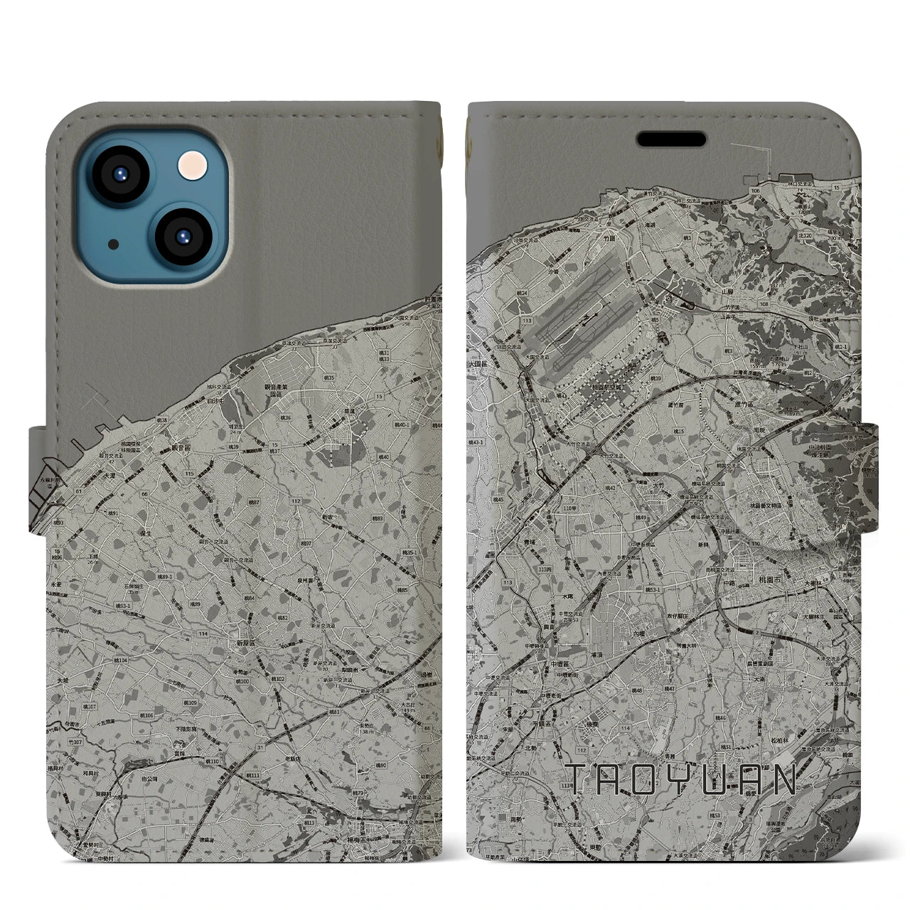 【桃園(台湾)】地図柄iPhoneケース(手帳タイプ)