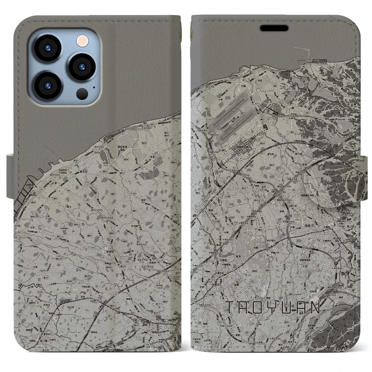 【桃園(台湾)】地図柄iPhoneケース(手帳タイプ)