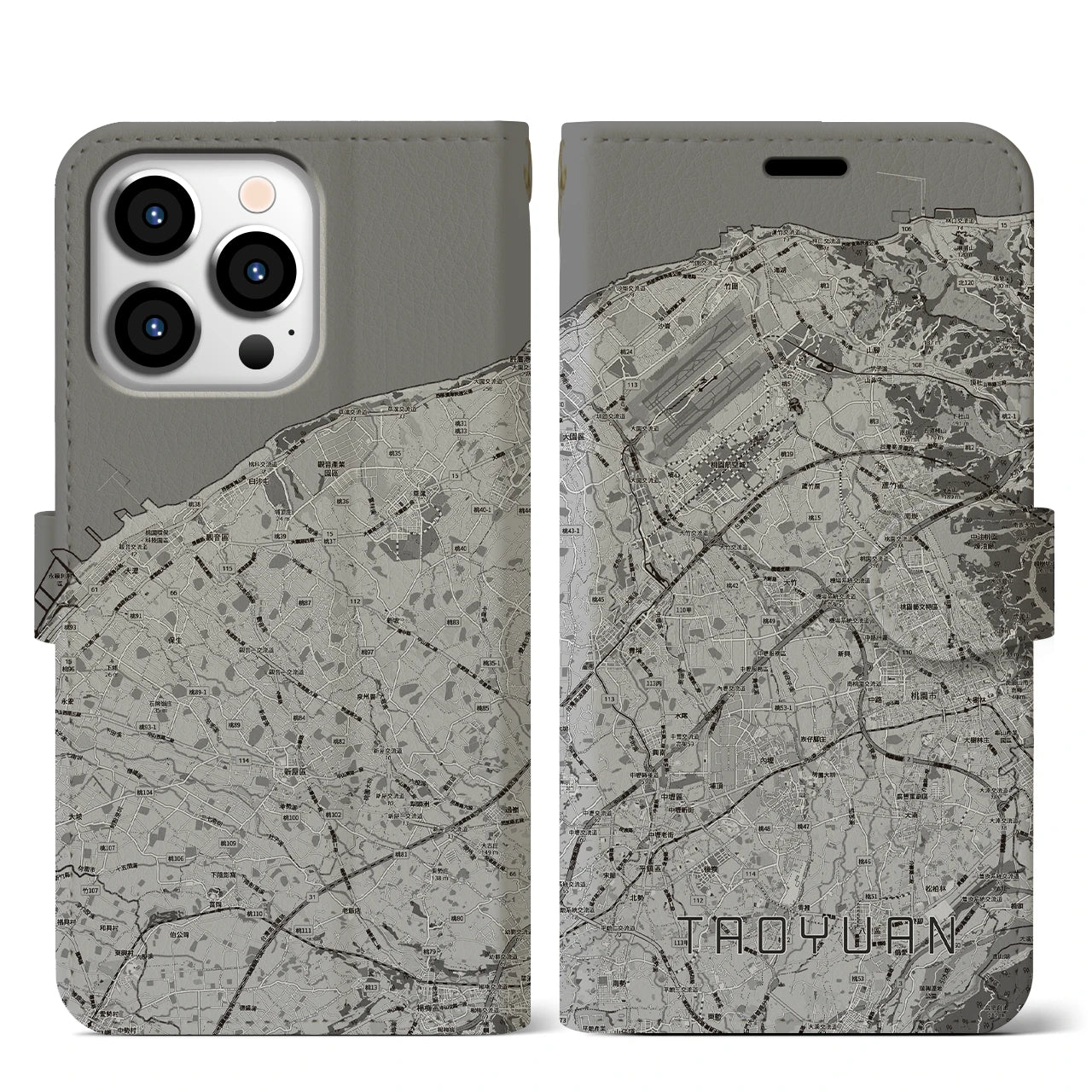 【桃園(台湾)】地図柄iPhoneケース(手帳タイプ)